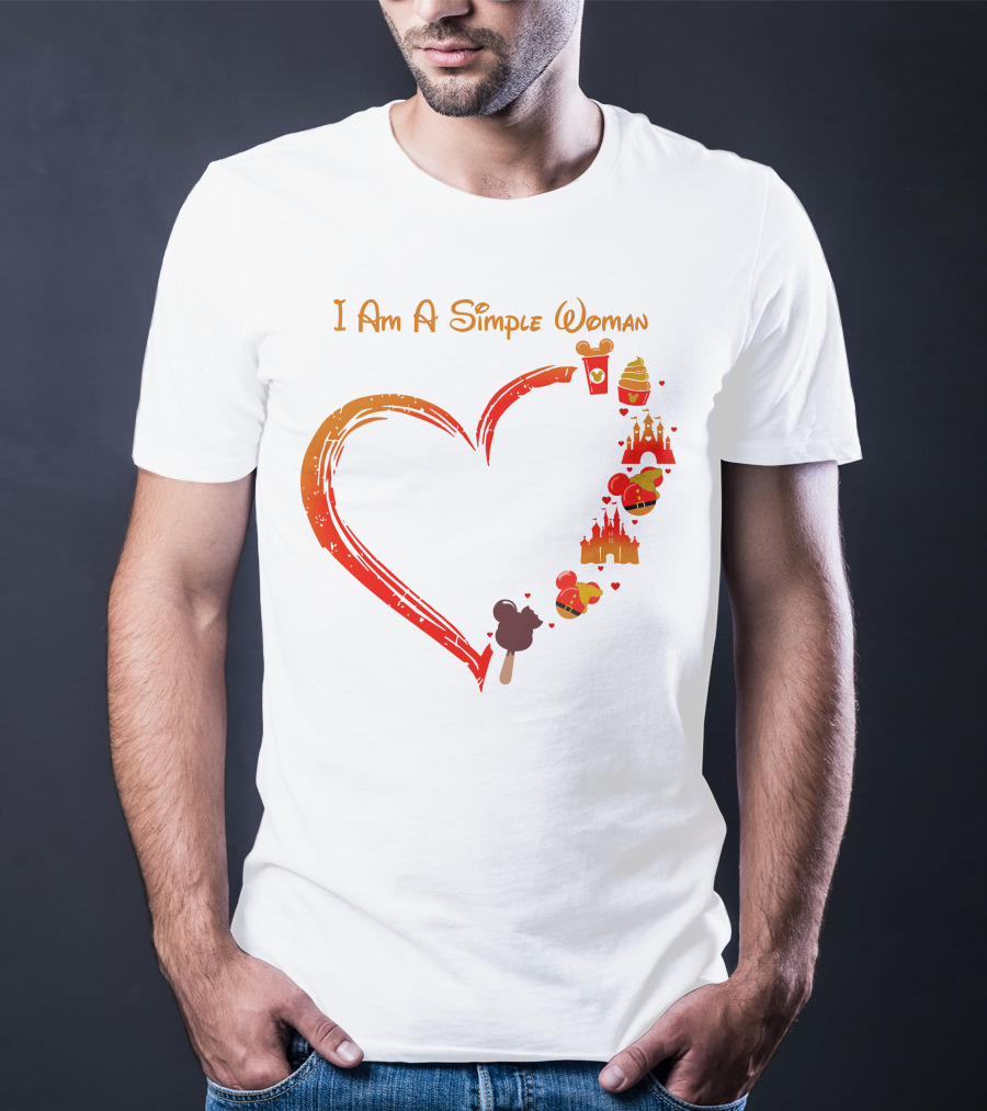 I Am A Simple Woman Heart Castle Ice Cream Disney Icons T-Shirt