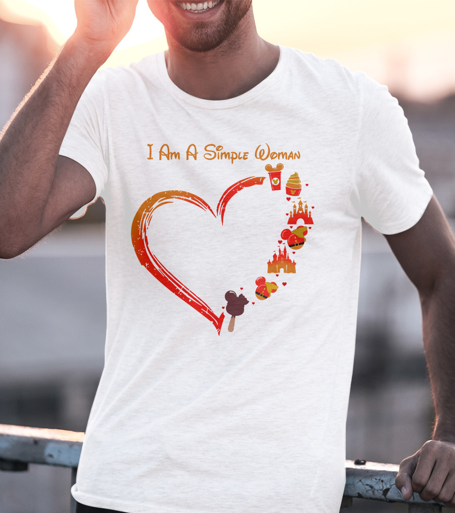 I Am A Simple Woman Heart Castle Ice Cream Disney Icons T-Shirt