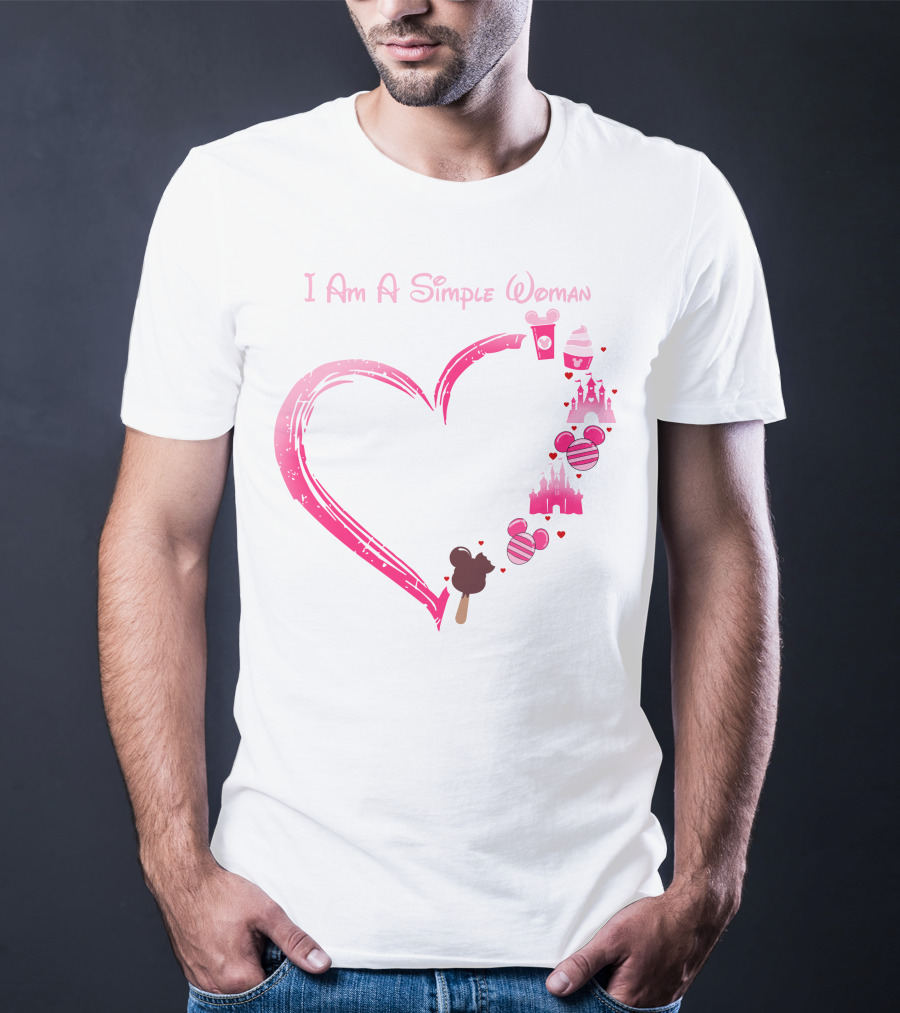 I Am A Simple Woman Heart With Ice Cream And Castle T-Shirt