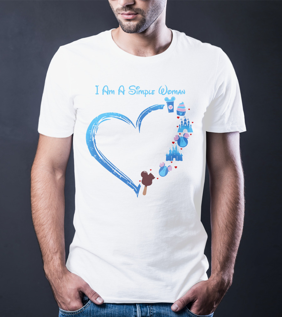 I Am A Simple Woman Heartbeat Mickey Ice Cream Castle Ears T-Shirt