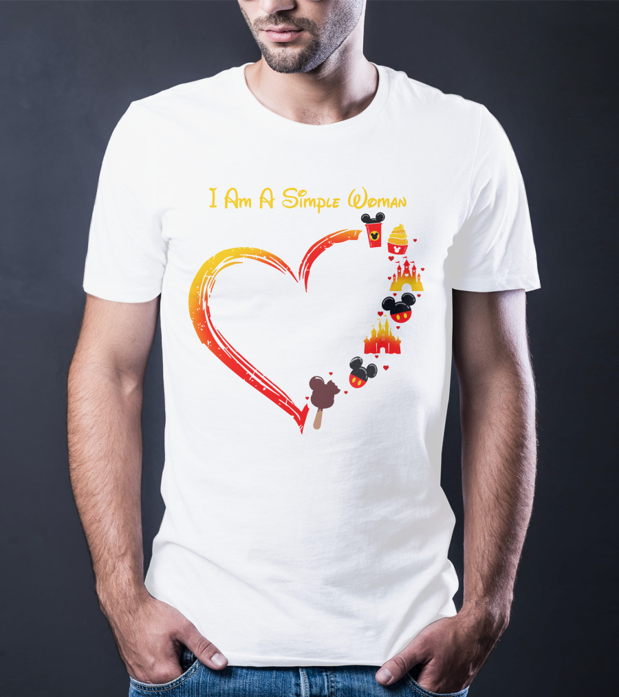 I Am A Simple Woman Heart Mickey Mouse Ice Cream Castle Icons T-Shirt