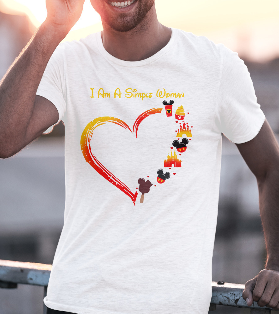 I Am A Simple Woman Heart Mickey Mouse Ice Cream Castle Icons T-Shirt