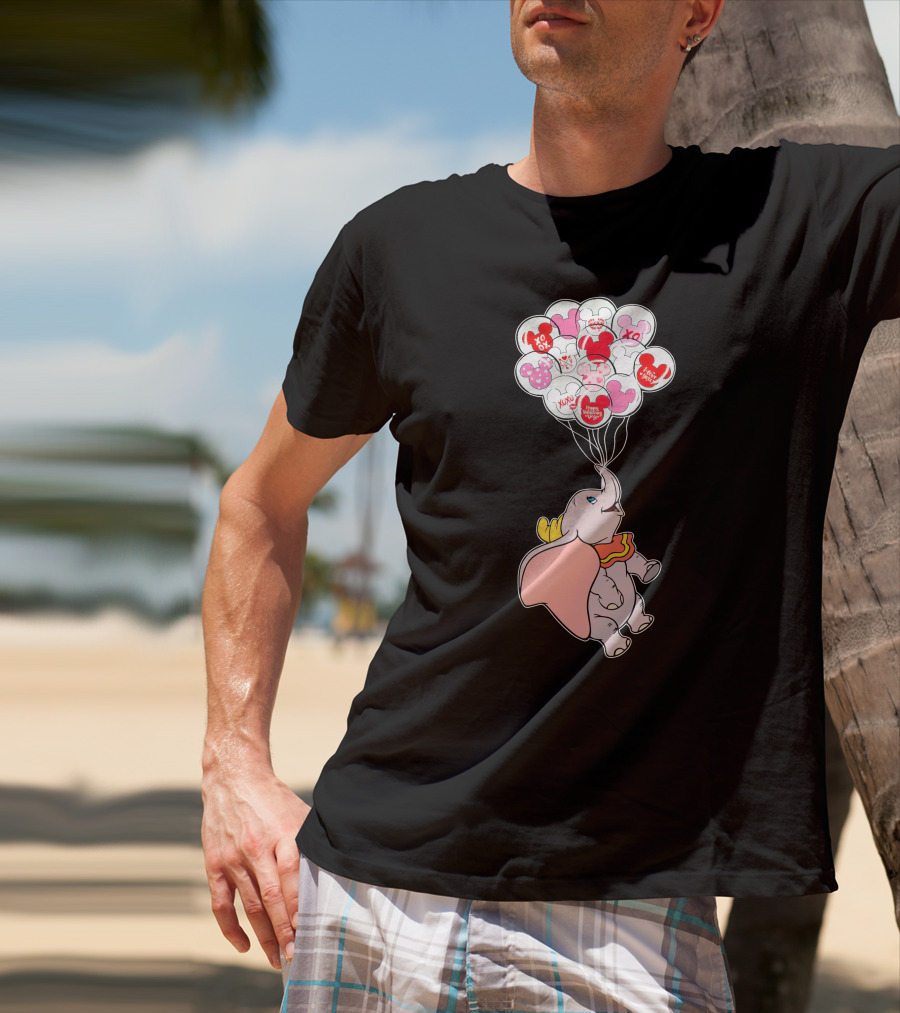 Dumbo Flying With Heart Balloons Featuring Valentine Xo And Mickey T-Shirt