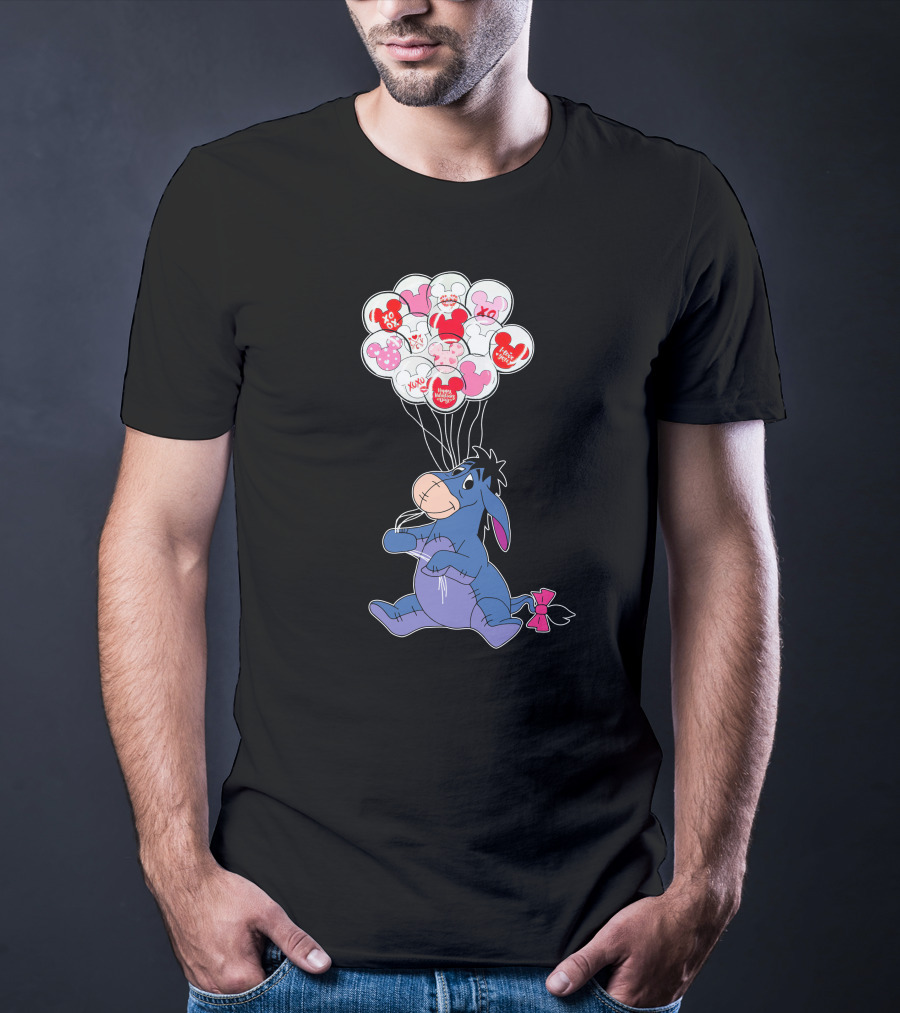 Eeyore Holding Valentine's Day Mickey Balloons T-Shirt