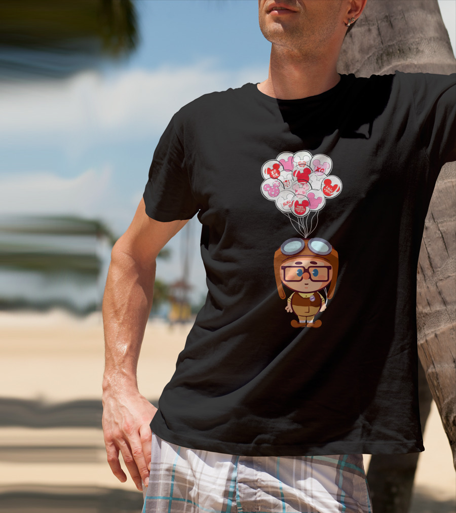 Carl Cartoon Character With Valentines Balloons T-Shirt