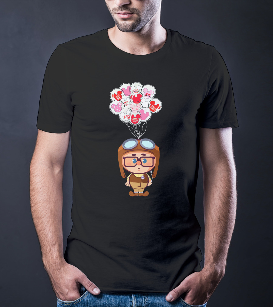Carl Cartoon Character With Valentines Balloons T-Shirt