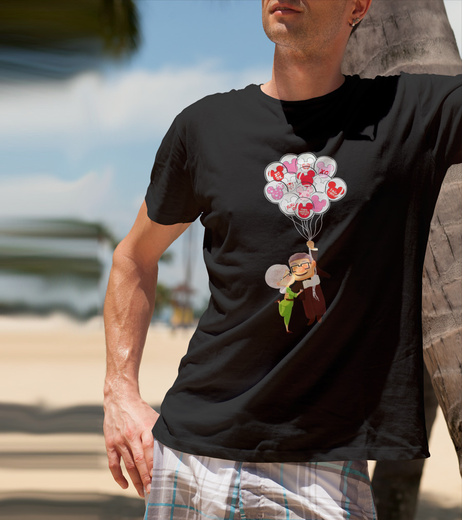 Carl And Ellie Up Balloons Love Adventure Minnie Mickey Mouse T-Shirt