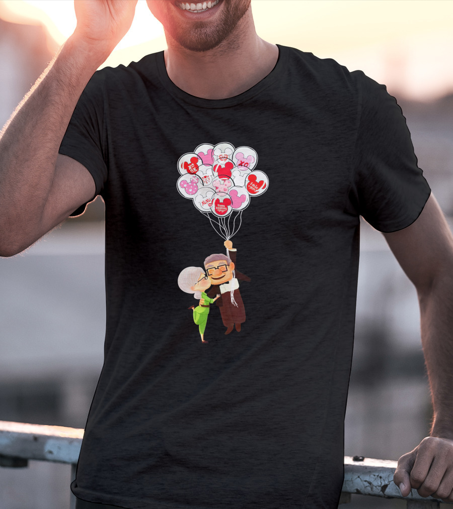 Carl And Ellie Up Balloons Love Adventure Minnie Mickey Mouse T-Shirt