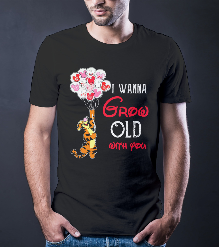 I Wanna Grow Old With You Tigger Balloons Hearts Xo T-Shirt