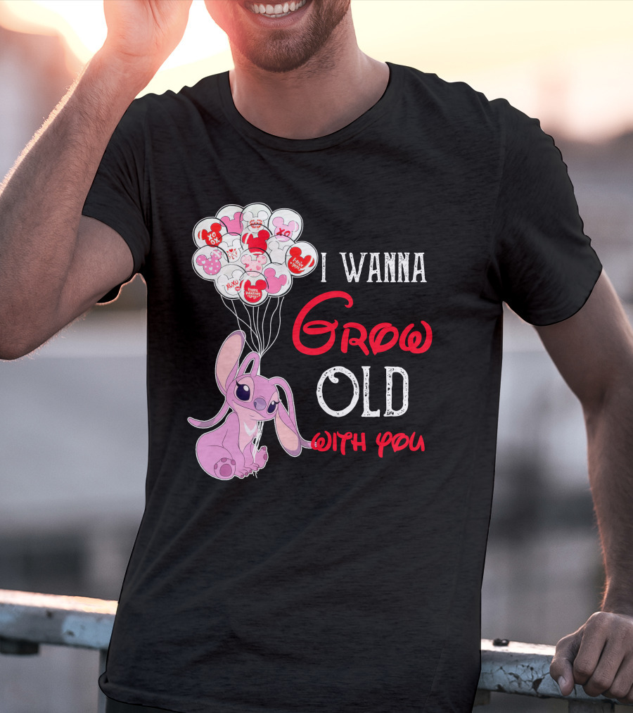 I Wanna Grow Old With You Angel Heart Balloons T-Shirt