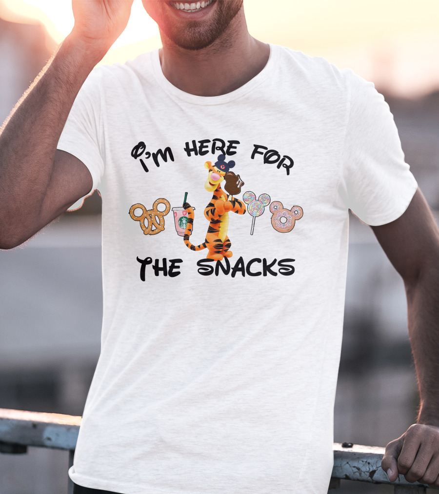 I'm Here For The Snacks Tigger Pretzel Starbucks Lollipop Donut T-Shirt