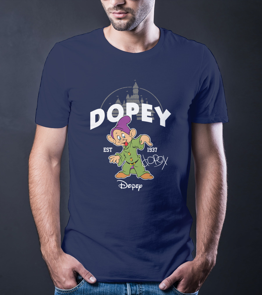 Dopey Est 1937 Castle Background Disney Character T-Shirt