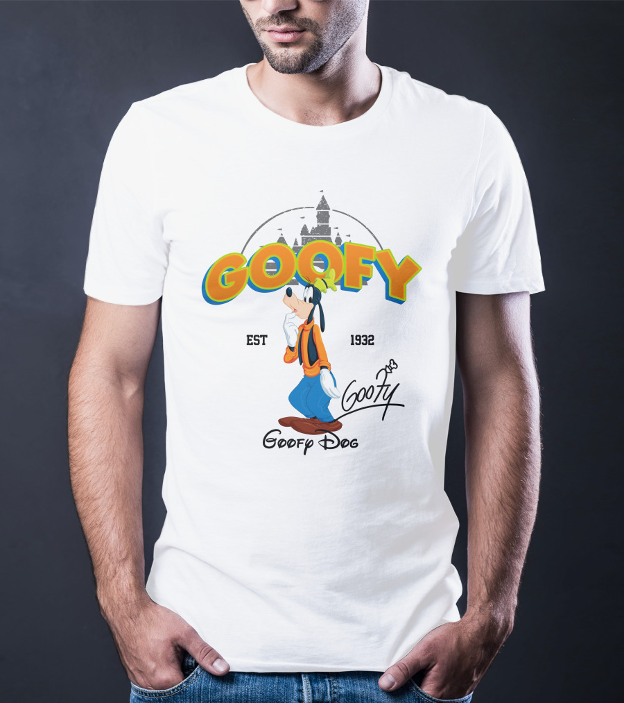 Goofy Est 1932 Disney Goofy Dog Castle Backdrop T-Shirt