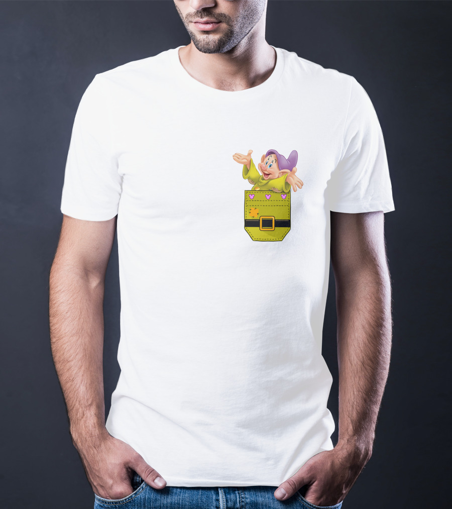 Dopey Seven Dwarfs Pocket Cartoon Character Disney T-Shirt