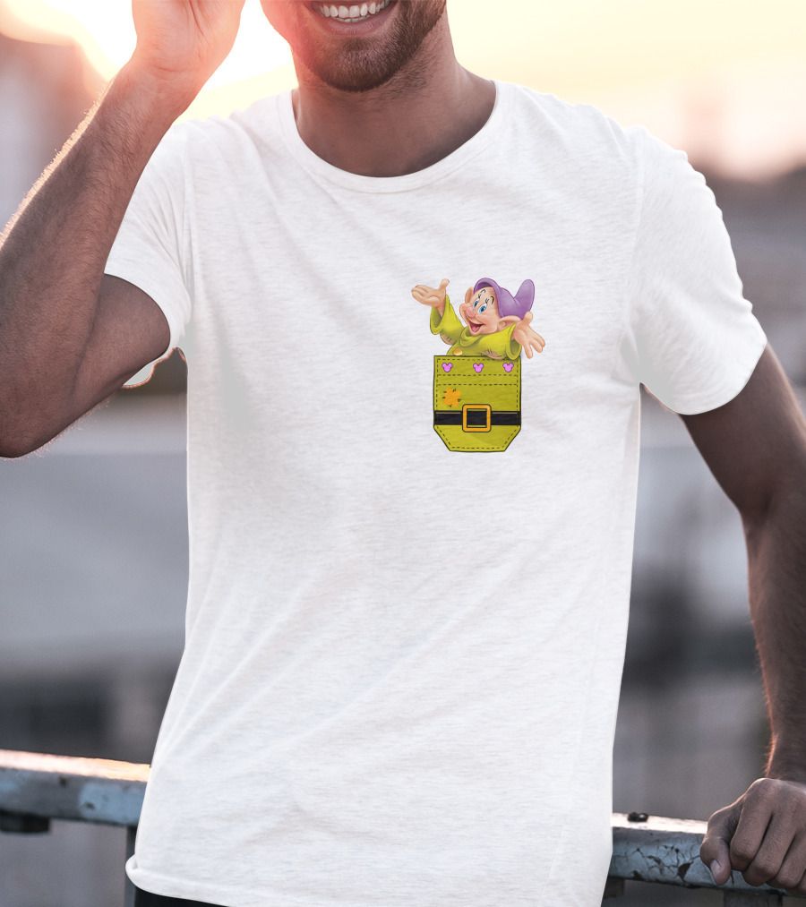 Dopey Seven Dwarfs Pocket Cartoon Character Disney T-Shirt