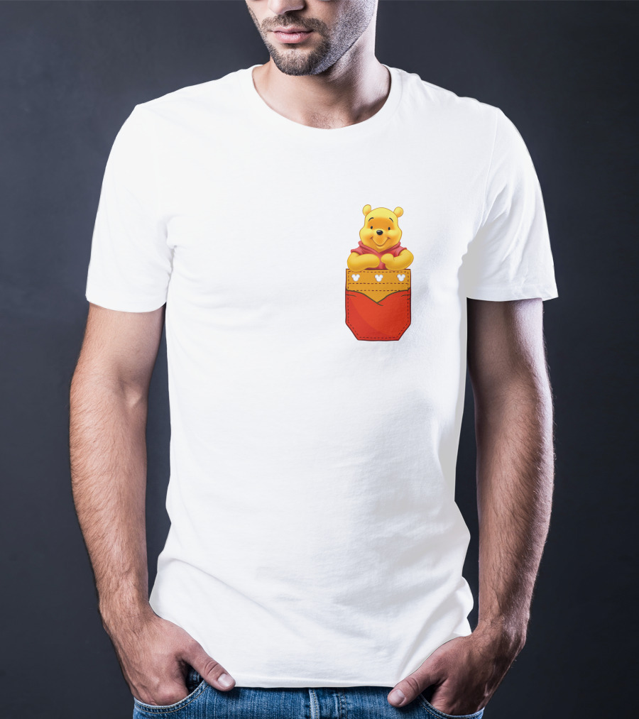 Winnie The Pooh In Red Pocket T-Shirt