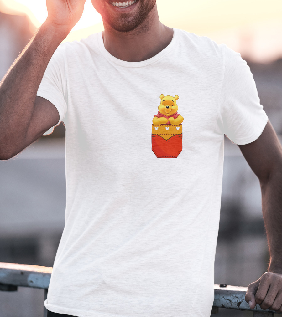 Winnie The Pooh In Red Pocket T-Shirt