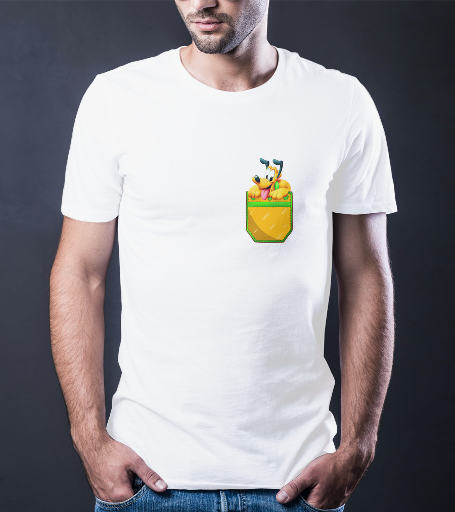 Pluto Disney Yellow Dog In Pocket T-Shirt