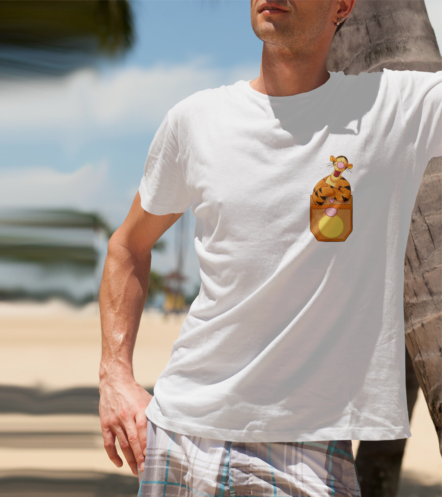 Tigger In Pocket Disney Winnie The Pooh Character T-Shirt