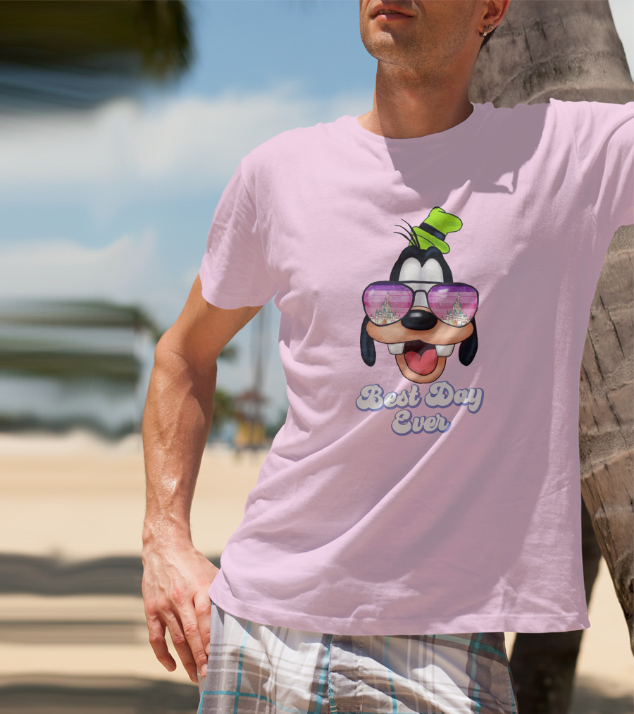 Goofy Best Day Ever Sunglasses Castle Reflection T-Shirt