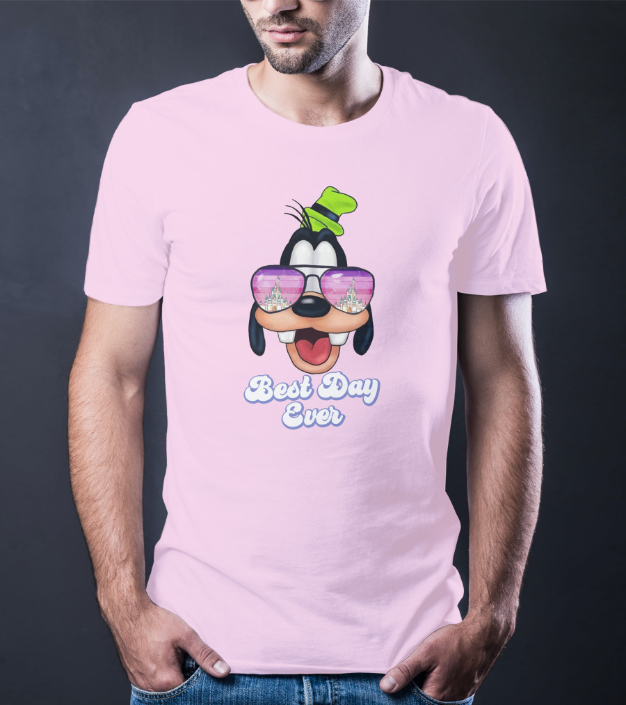 Goofy Best Day Ever Sunglasses Castle Reflection T-Shirt