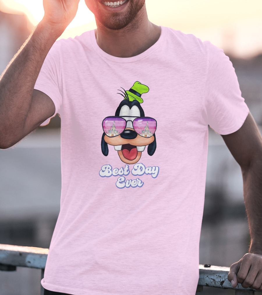 Goofy Best Day Ever Sunglasses Castle Reflection T-Shirt