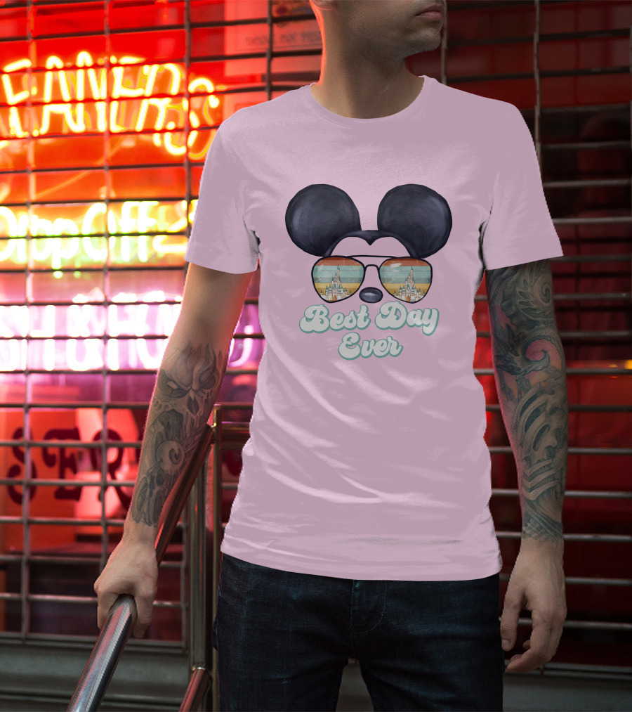Mickey Best Day Ever Glasses Castle Retro T-Shirt