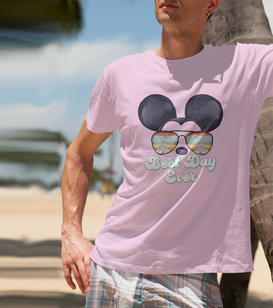 Mickey Best Day Ever Glasses Castle Retro T-Shirt