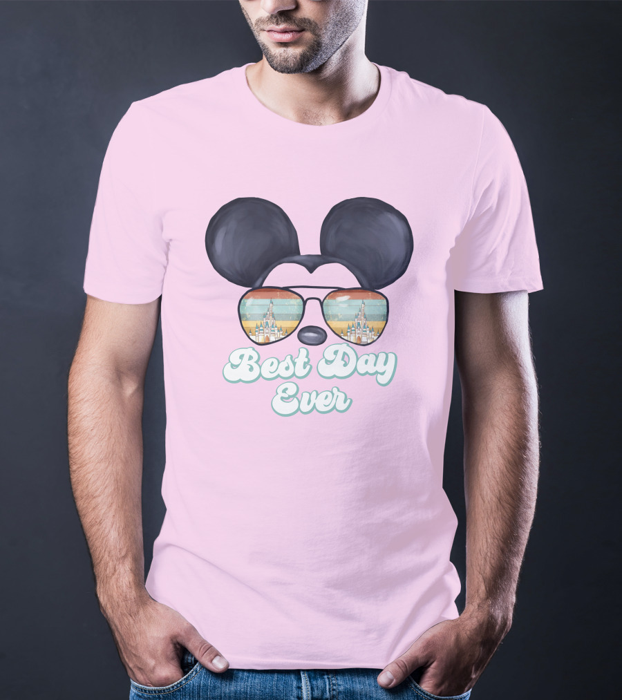 Mickey Best Day Ever Glasses Castle Retro T-Shirt