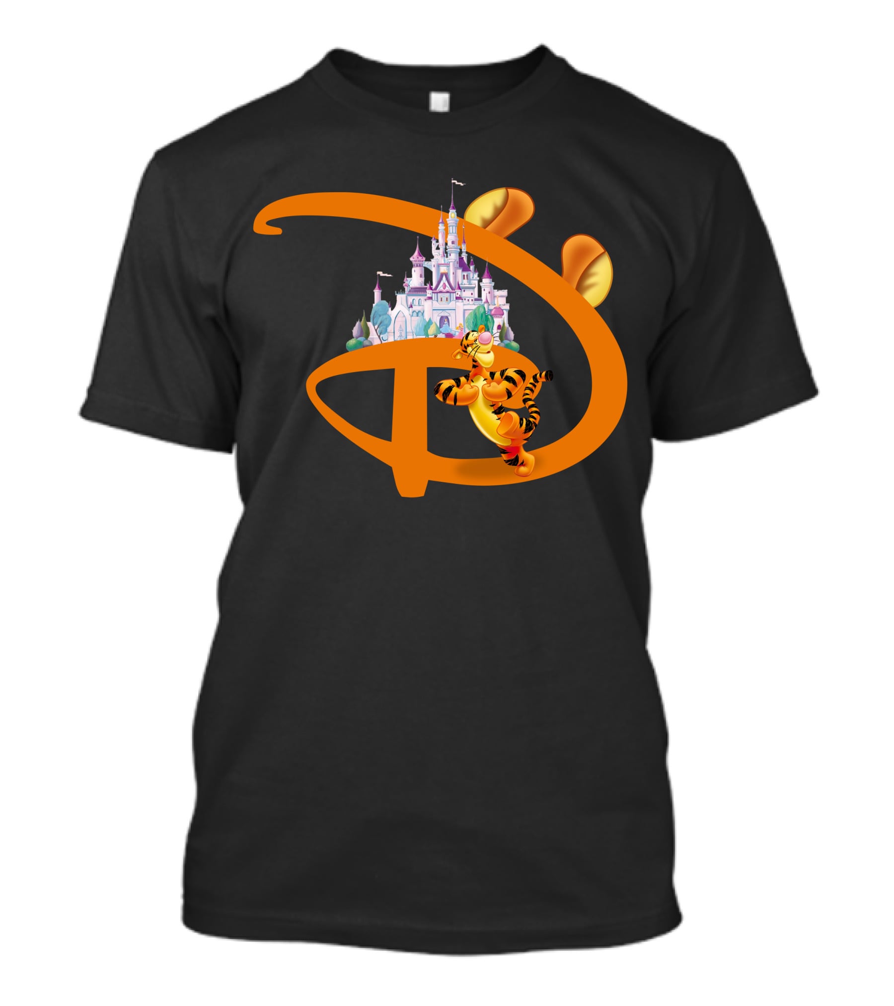 Tigger Disney Castle Icon With Orange D And Ears T-Shirt