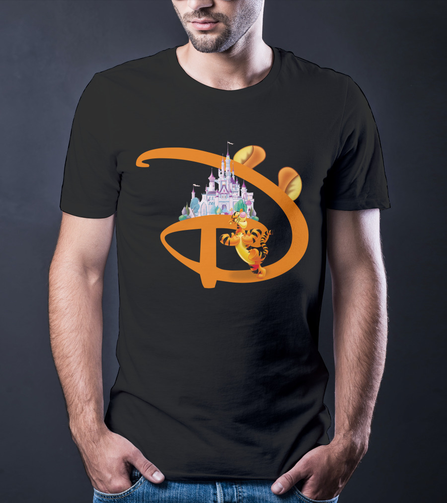Tigger Disney Castle Icon With Orange D And Ears T-Shirt