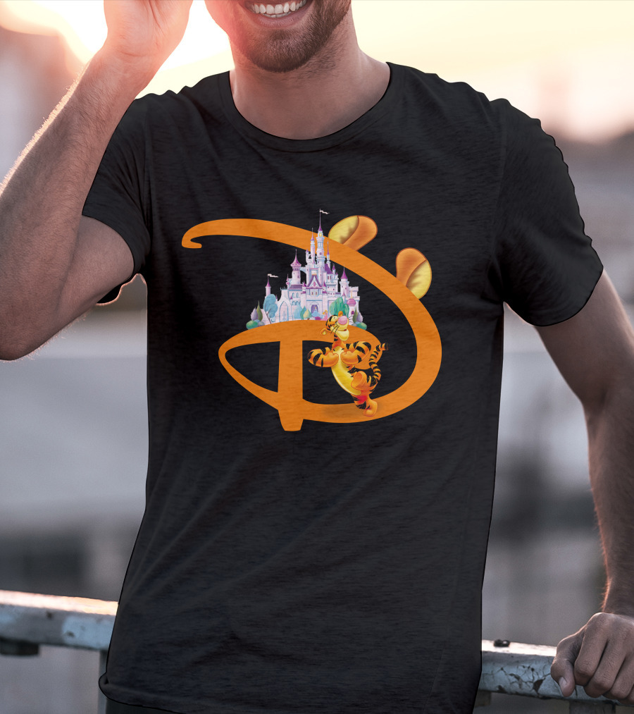 Tigger Disney Castle Icon With Orange D And Ears T-Shirt