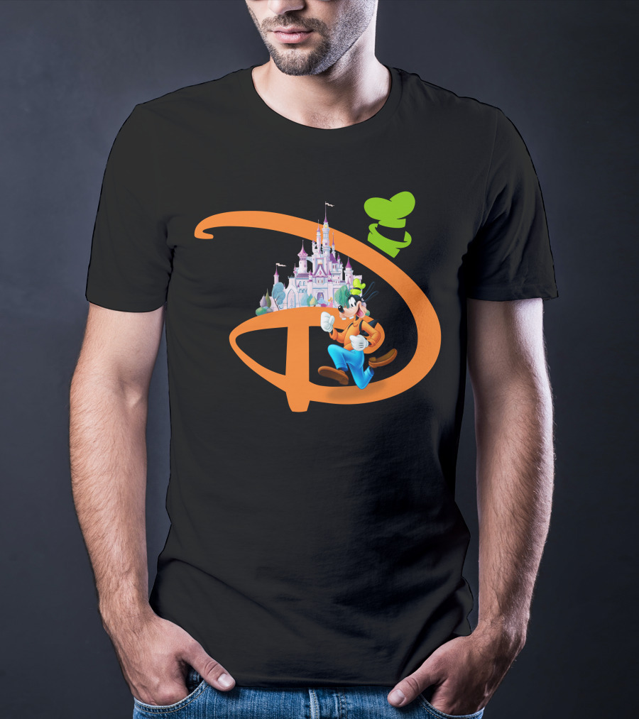 Disney Goofy Castle Icon With Green Hat Motif T-Shirt