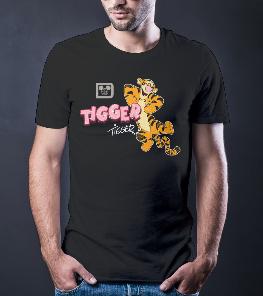 Tigger Disney Character Logo With Illustration And T-Shirt
