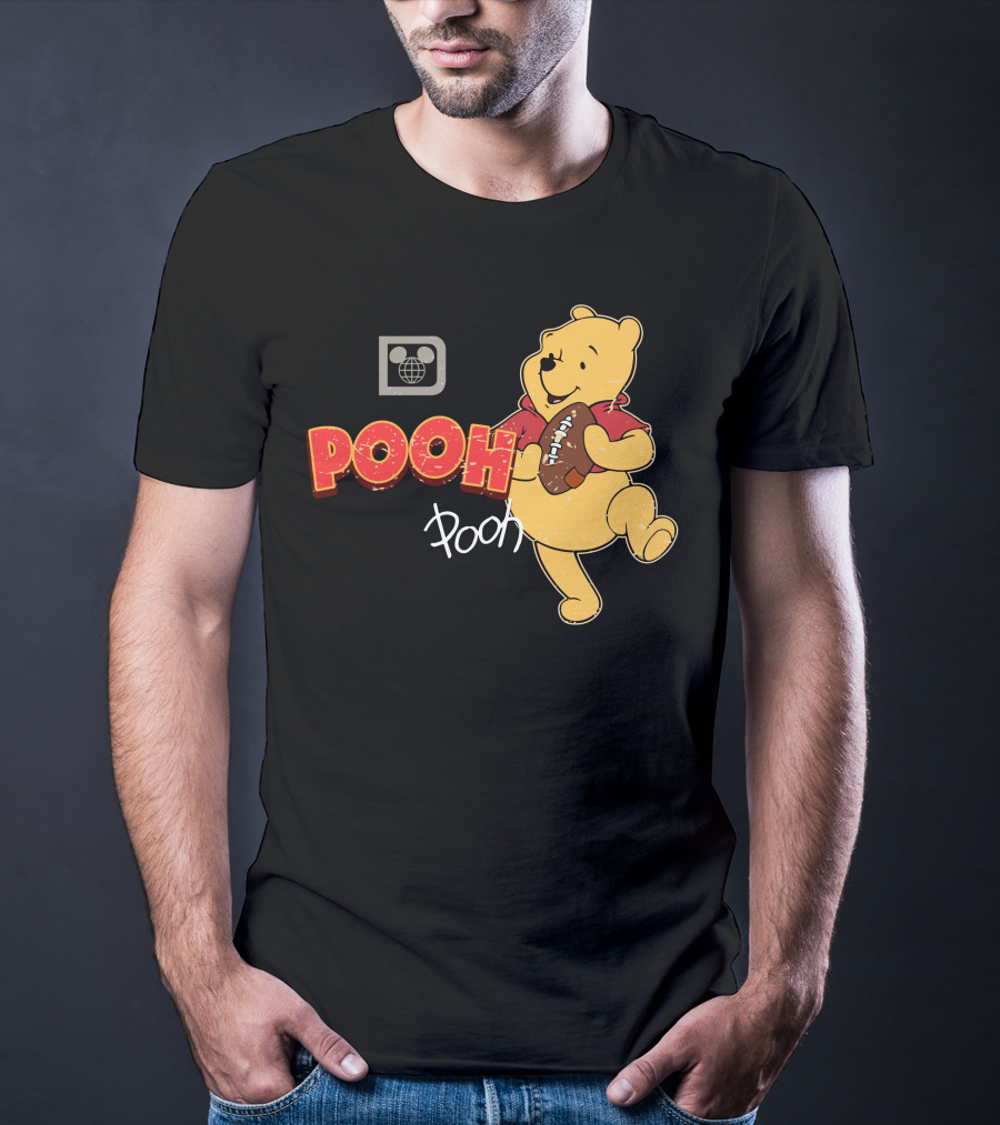 Pooh Football Holding Iconic Character With Vintage T-Shirt