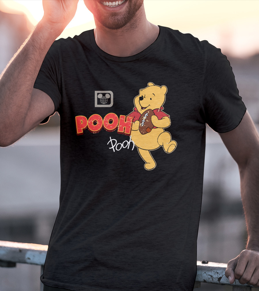 Pooh Football Holding Iconic Character With Vintage T-Shirt