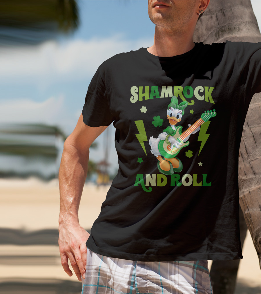 Shamrock And Roll Daisy Duck Rocks Out With Green Guitar T-Shirt