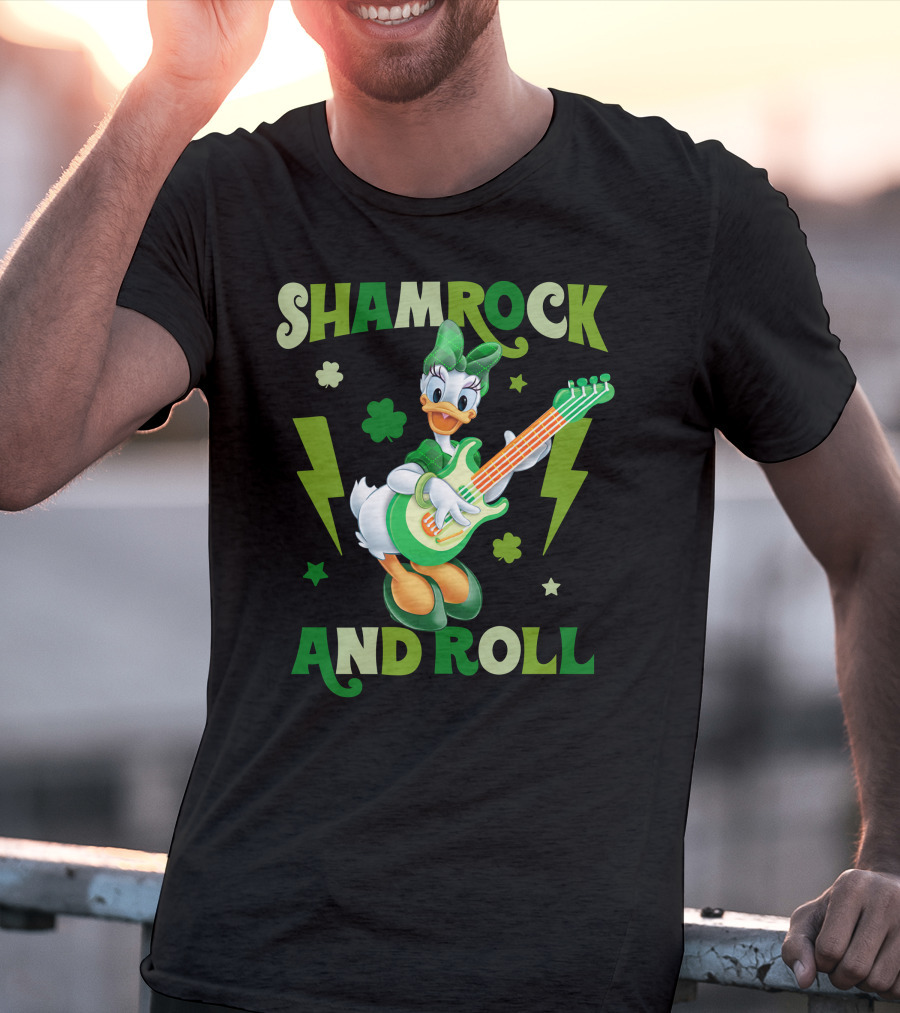 Shamrock And Roll Daisy Duck Rocks Out With Green Guitar T-Shirt