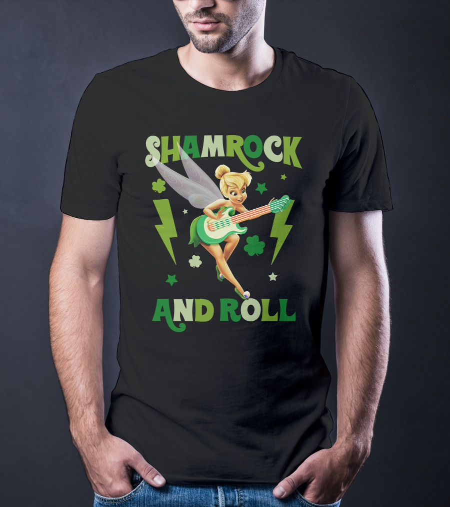 Shamrock And Roll Tinkerbell Guitar Fairy T-Shirt
