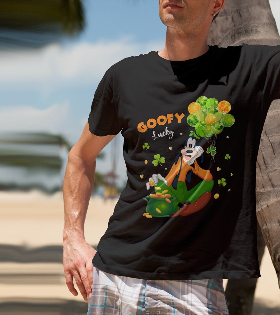 Goofy Lucky St. Patrick's Day Balloons And Shamrocks T-Shirt