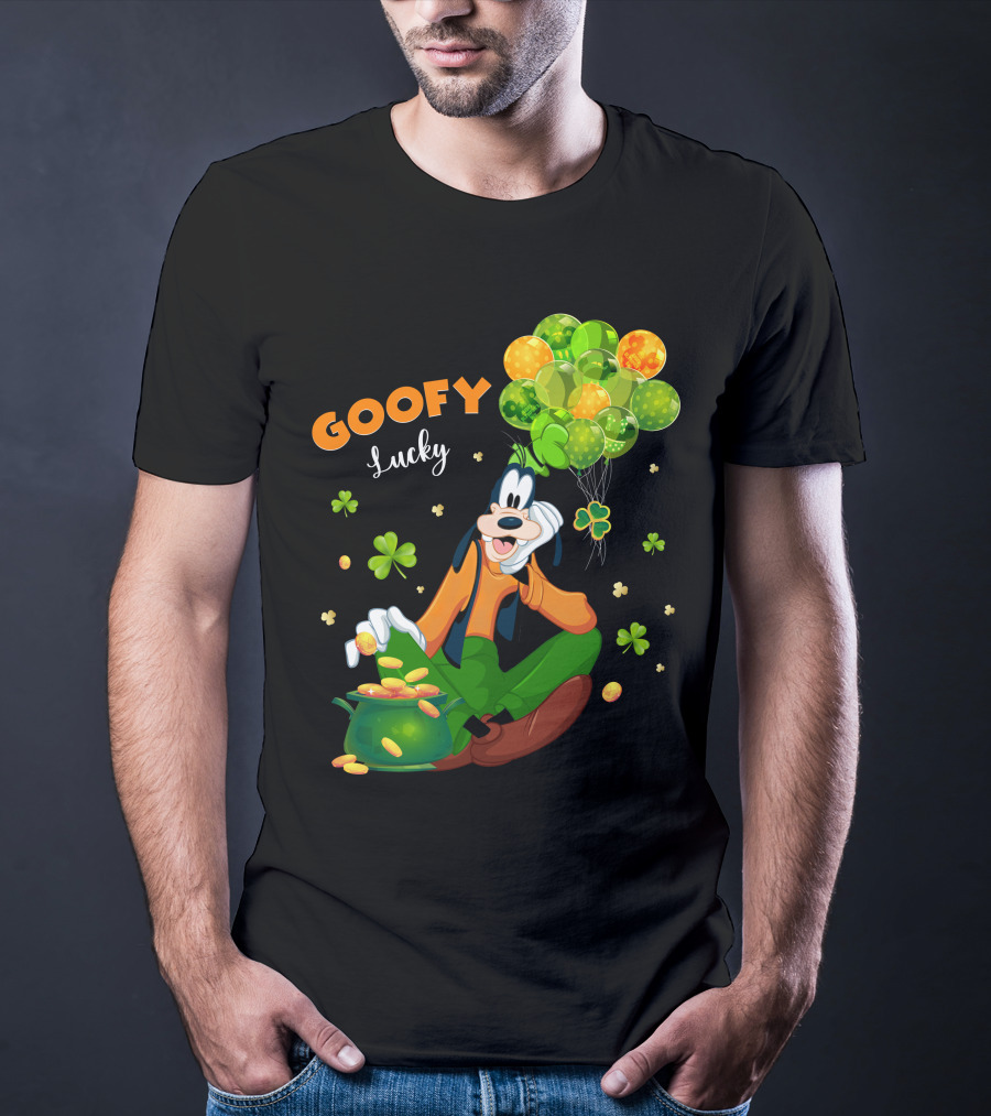 Goofy Lucky St. Patrick's Day Balloons And Shamrocks T-Shirt