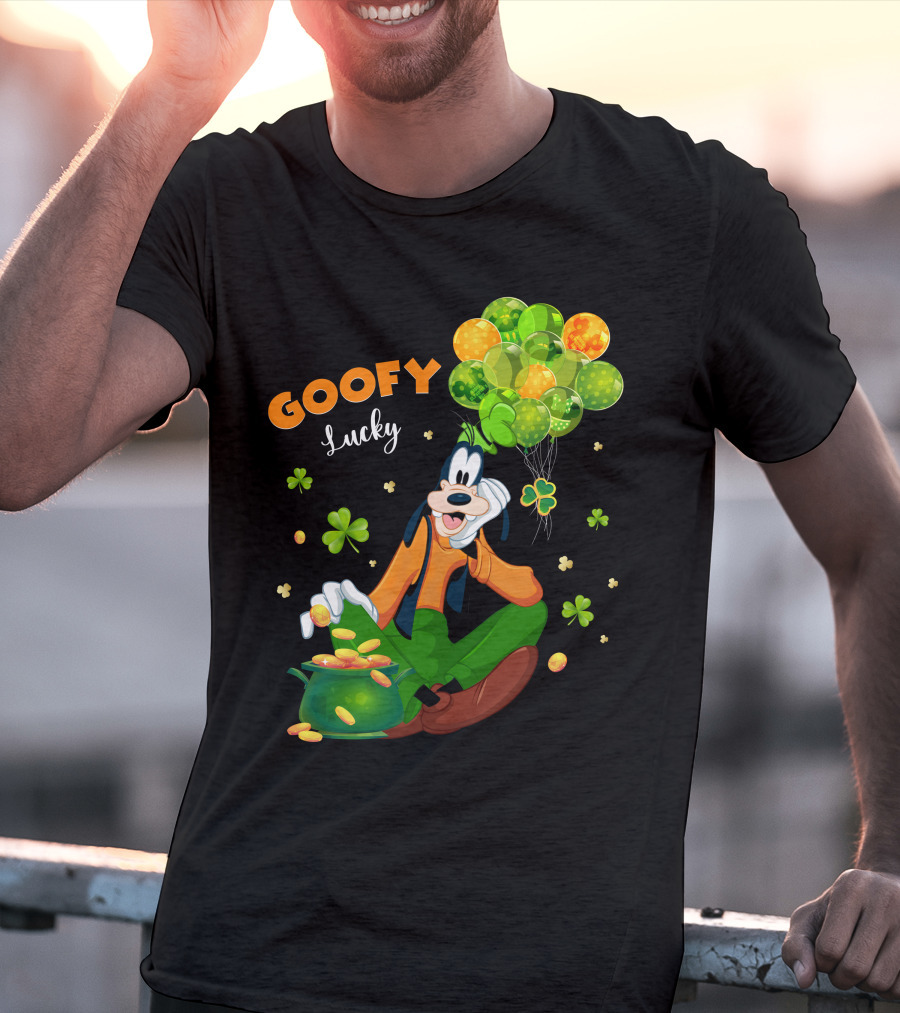 Goofy Lucky St. Patrick's Day Balloons And Shamrocks T-Shirt
