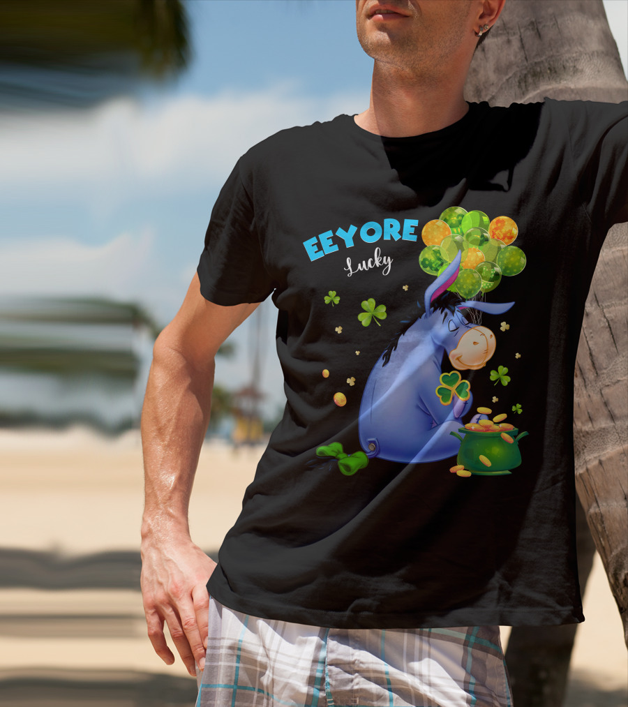 Eeyore Lucky Shamrock Coins Balloon Cluster T-Shirt