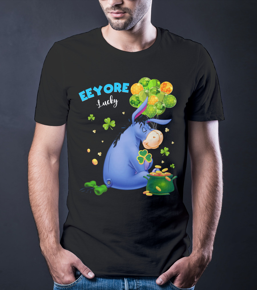 Eeyore Lucky Shamrock Coins Balloon Cluster T-Shirt