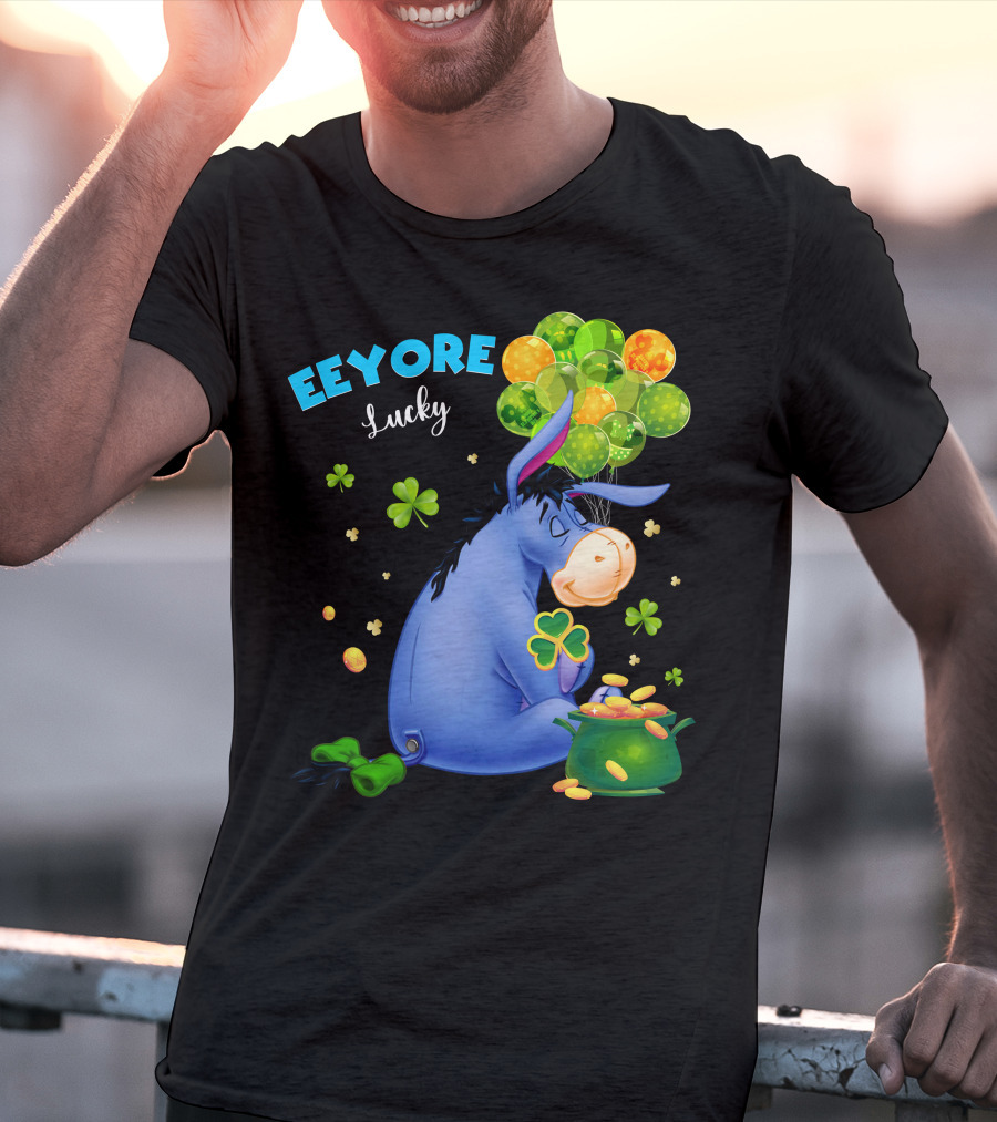 Eeyore Lucky Shamrock Coins Balloon Cluster T-Shirt