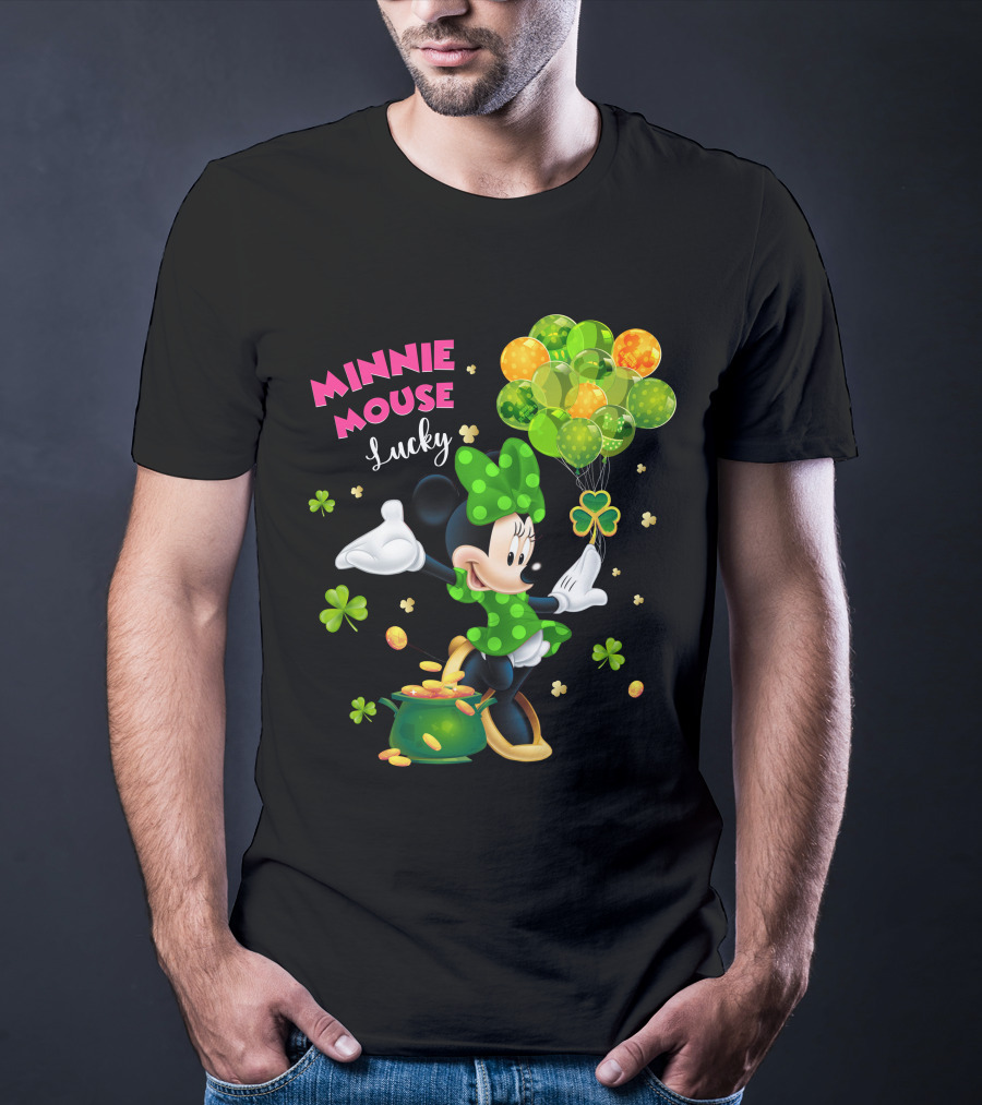 Minnie Mouse Lucky Balloons Shamrocks Coins T-Shirt