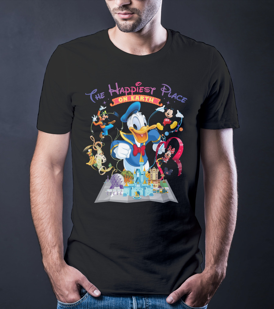 The Happiest Place On Earth Donald Duck And Disney Characters T-Shirt