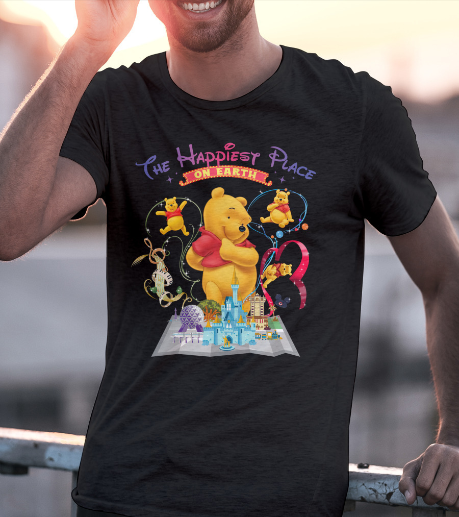 The Happiest Place On Earth Winnie The Pooh Disney Theme Park Adventure T-Shirt