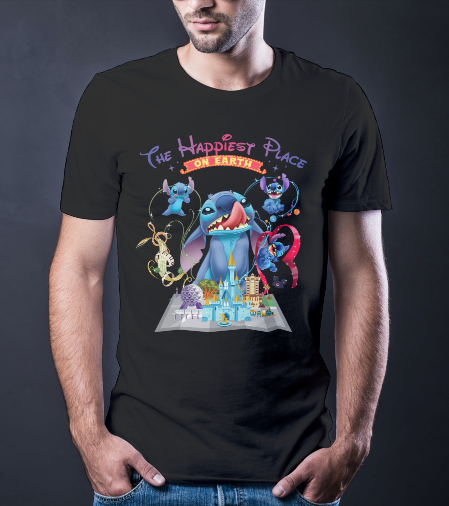 The Happiest Place On Earth Stitch Disney Parks Adventure T-Shirt