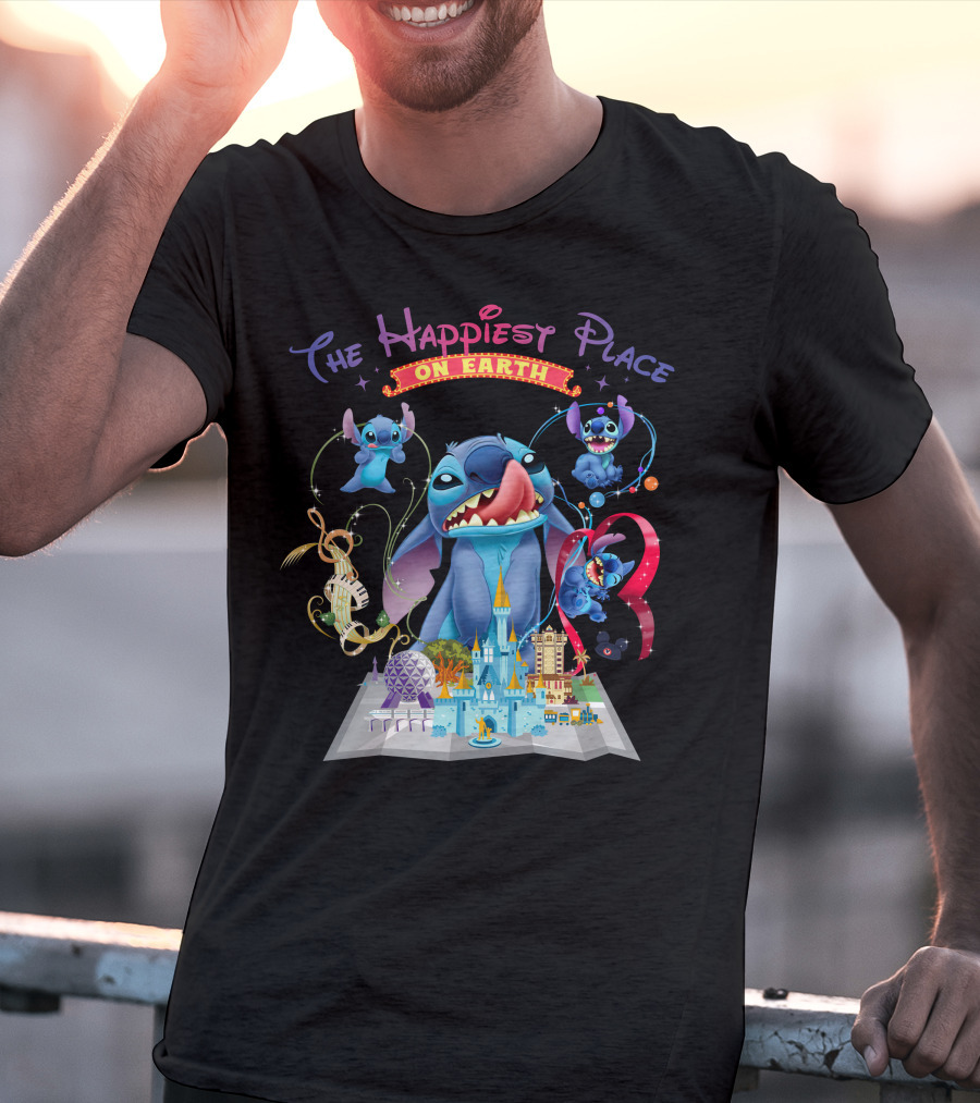 The Happiest Place On Earth Stitch Disney Parks Adventure T-Shirt